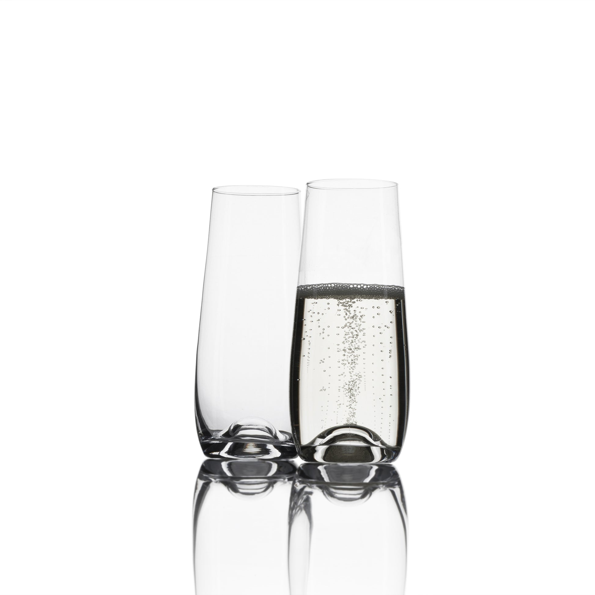 HOSKING Crystal Stemless Champagne Flute Glasses. Set of 4. (230ml / 7.8oz)