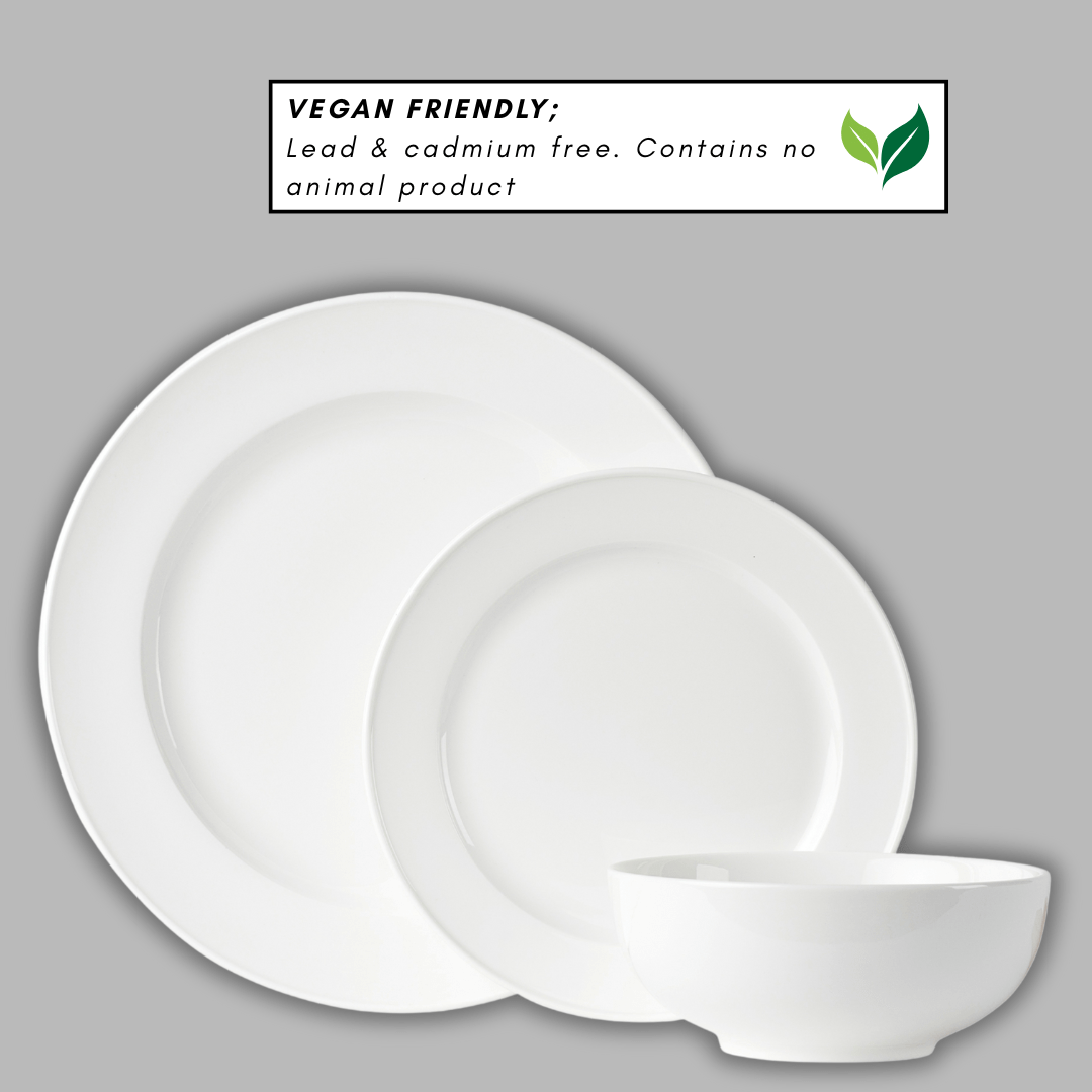 True White Contemporary Bone China Dinner Set CLASSICA (12 Pieces). - Anders & White