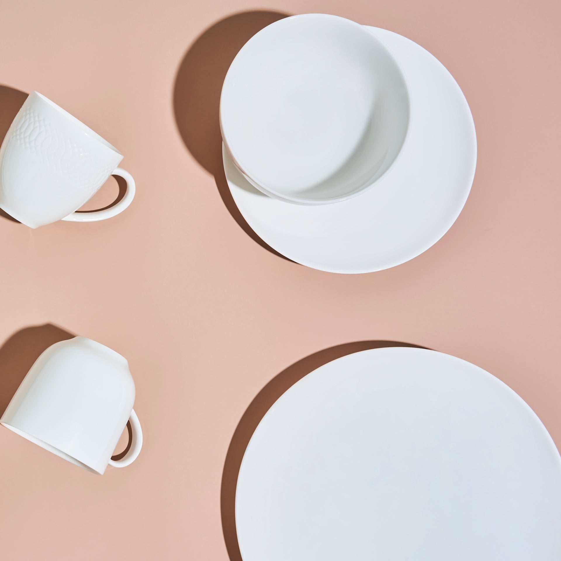 White Bone China Mug Set CLASSICA. Set of 4 Mugs. (380ml / 12.8oz). - Anders & White