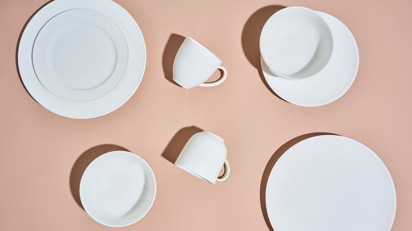 White Bone China Mug Set 'Classica' (4x 380ml Mugs). - Anders & White