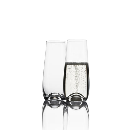 HOSKING Stemless Champagne Flute Glasses. Set of 4 Glasses. (230ml / 7.8oz)