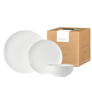 White Bone China Dinner Set 'COUPE' (12 Pieces)