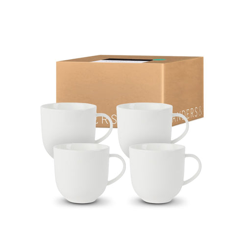 Super Durable 'Next - Gen' Bone China Mug Set CLASSICA. Set of 4 Mugs. (380ml / 12.8oz). - Anders & White