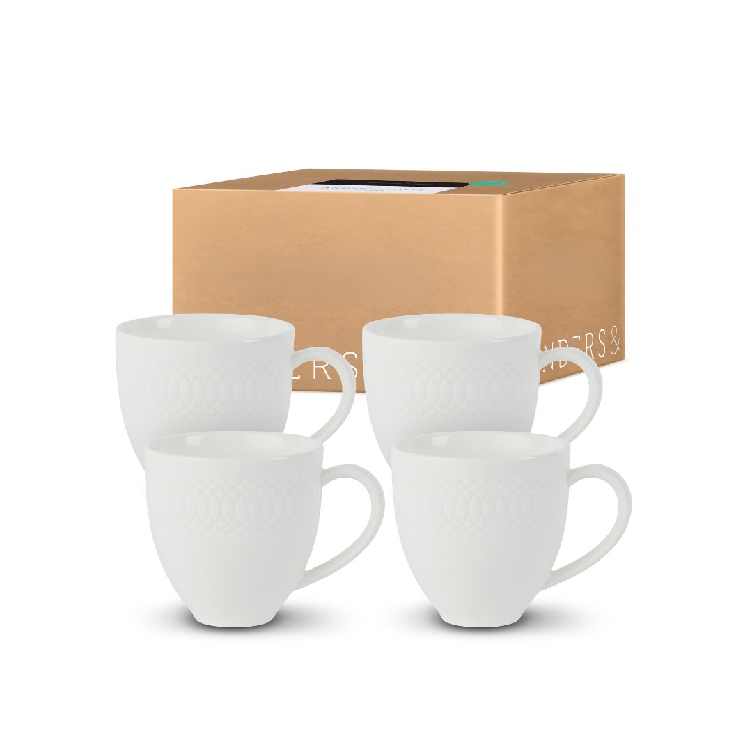 Super Durable 'Next - Gen' China Mug Set DARLING. Set of 4 Mugs. (320ml / 10.8oz). - Anders & White