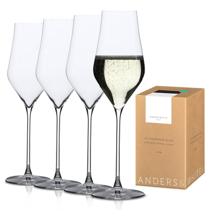 'Duke' Champagne Flute Glasses. (310ml) 4x Glasses - Anders & White