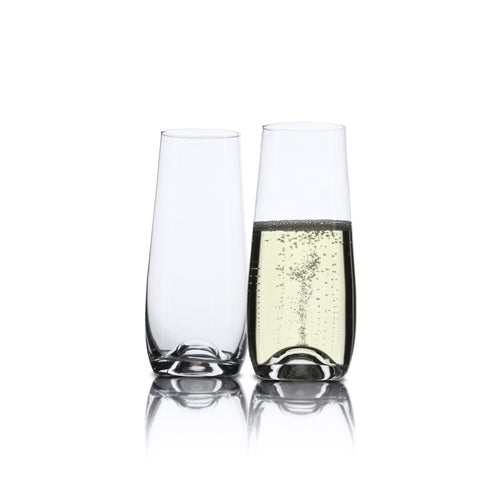Stemless Crystal Champagne Flute Glasses. European Designed. Lead Free. 'Hosking' (230ml) 4x Glasses - Anders & White