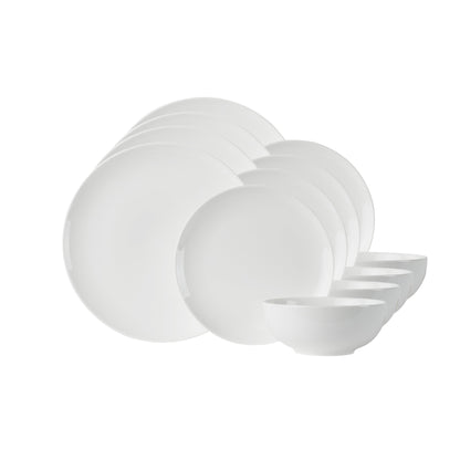 White Bone China Dinner Set 'Coupe' (12 Pieces) - Anders & White