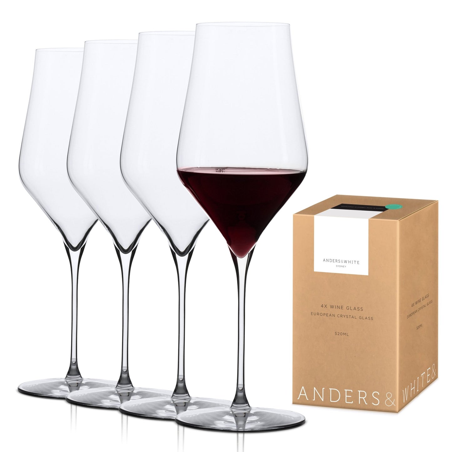 Wine Glasses. 'Duke'. (520ml) 4x Glasses - Anders & White